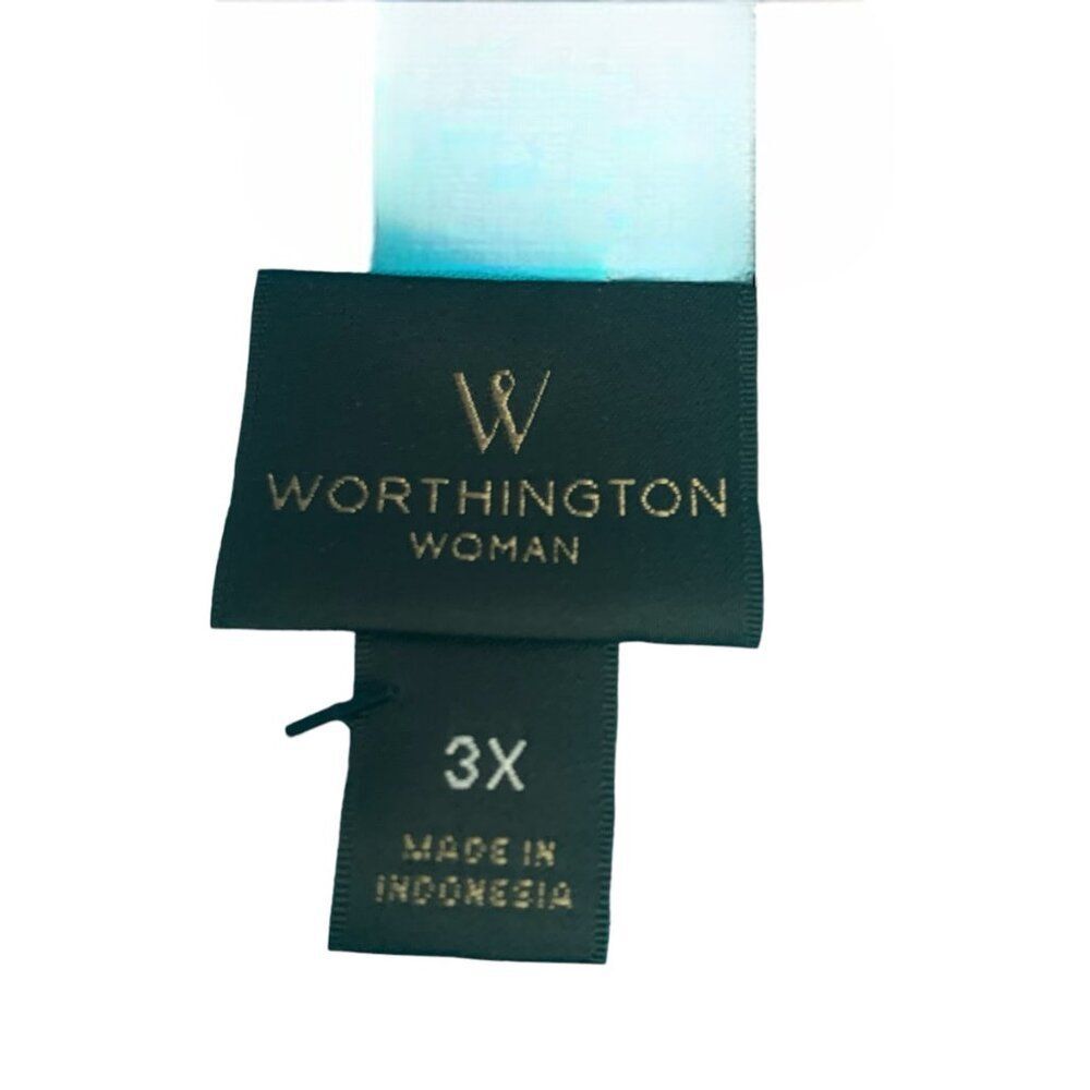 Worthington Blue Collared Spandex Stretch Button Down Shirt 3/4 Sleeve Sz 3X - Picture 11 of 13